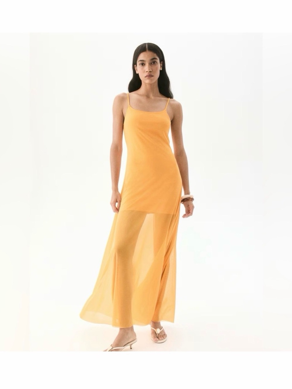 Golden orange Yellow Sheer Maxi Slip Dress H&M EDITION